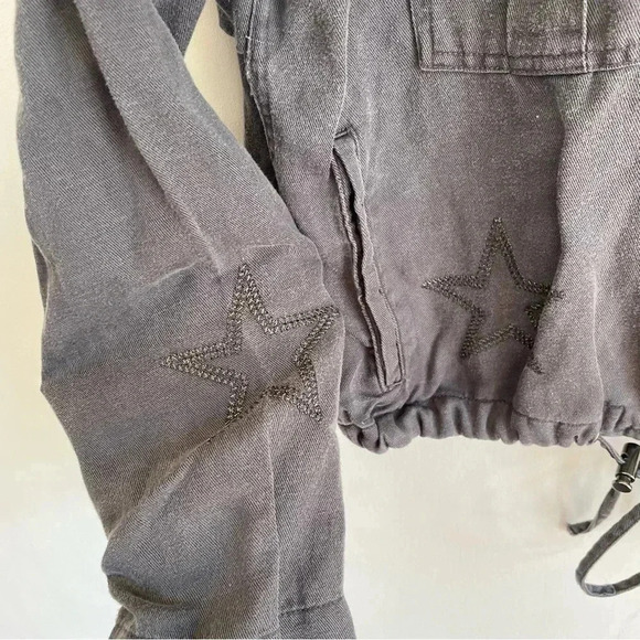 RAILS Rowen Dark Grey Star Embroidery Military Jacket Lightweight Relaxed Fit S - Picture 9 of 14